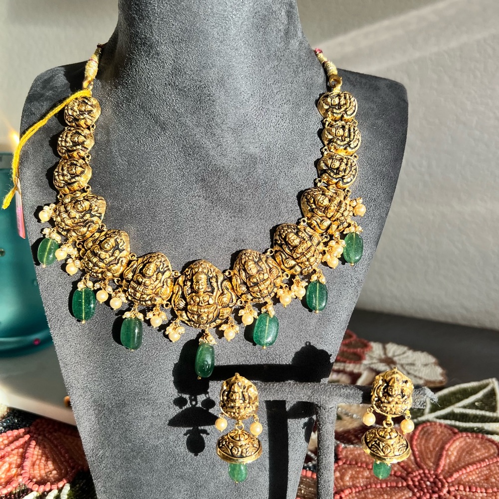 Temple jewelry lakshmi mata necklace set